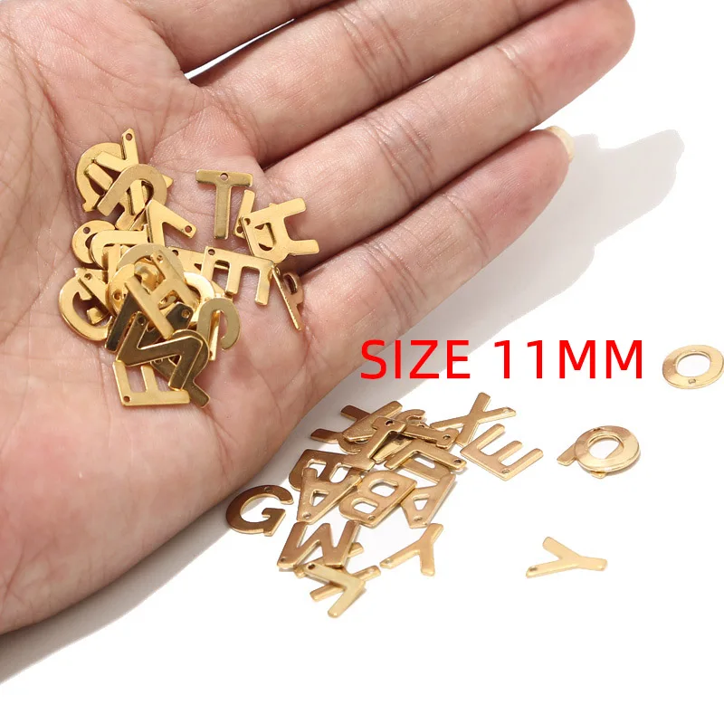 30pcs Stainless Steel Gold Letter Charm Beads Alphabet Loose Pendants Assorted for Personalized Bracelet Necklace Gifts Making - купить по