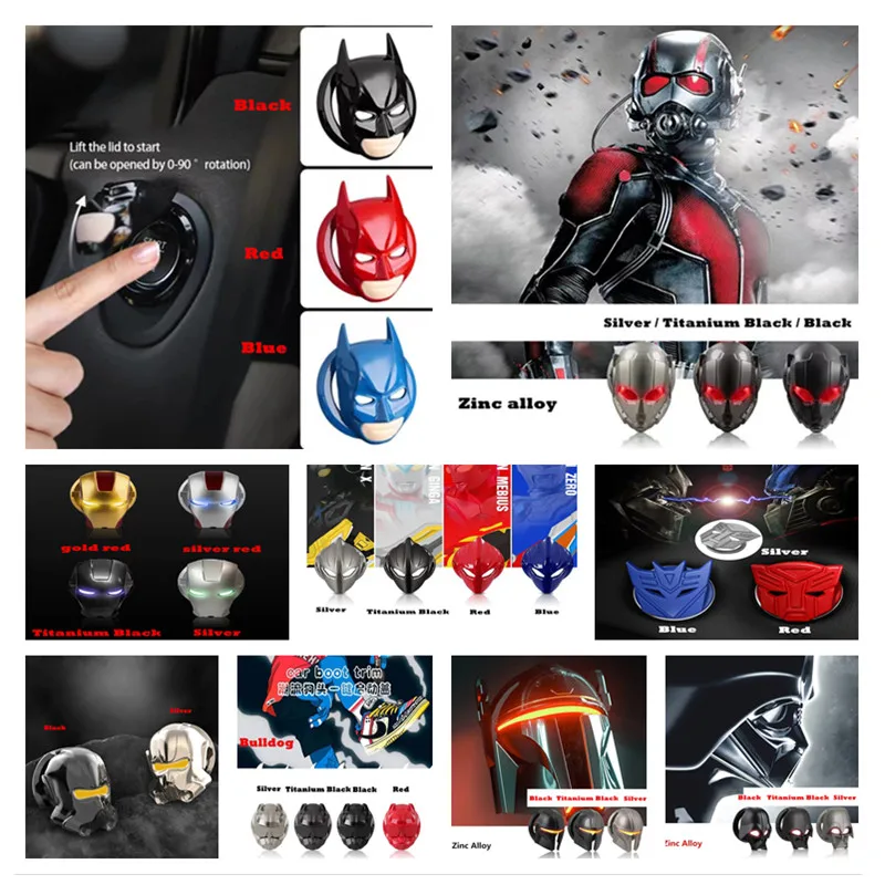 

Wholesale Bat Iron Superhero Man Car Engine Start Push Button Ignition Switch Button Cover Trim Sticker Collection Dropshipping