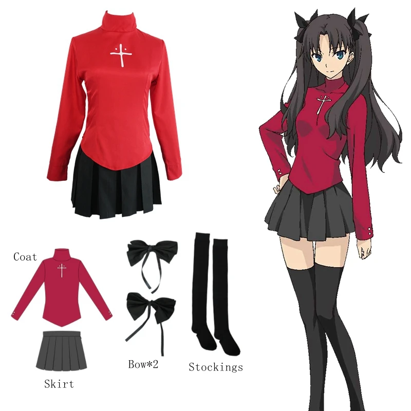 

Milky Way Anime Fate Stay Night Fate Zero Tohsaka Rin Cosplay Red Womens Cosplay Costume for Halloween Tosaka rin Cosplay Party