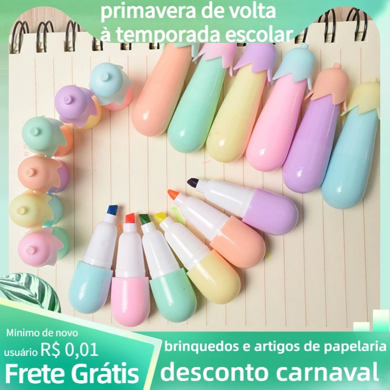 

2023 Novidade Mini marca texto neon kit com 6 cores pastel Beringela