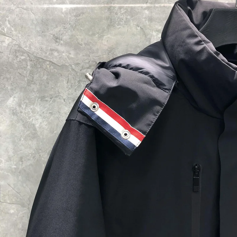 TB Thom Men's Jacket Fashion Winter Clothing Classic Brand Zipper style Coat Hoodie Windbreaker striped outdoor Leisure Clothing