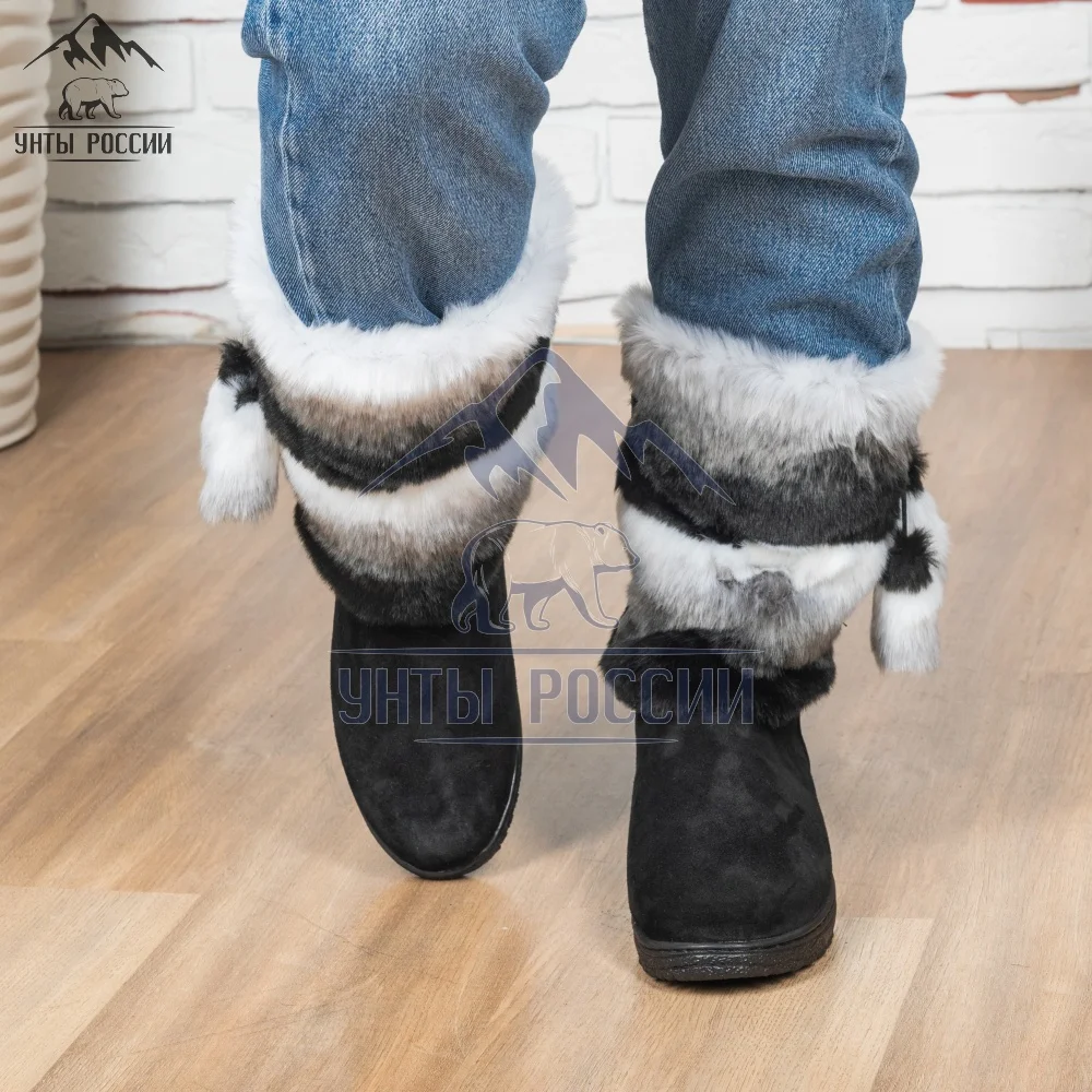 Унты женские натуральные шиншилла войлочная и литая подошва сапоги зимние