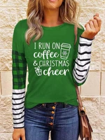 i run on coffee christmas cheer t shirt loose t shirt women irregular tshirt loose casual tops
