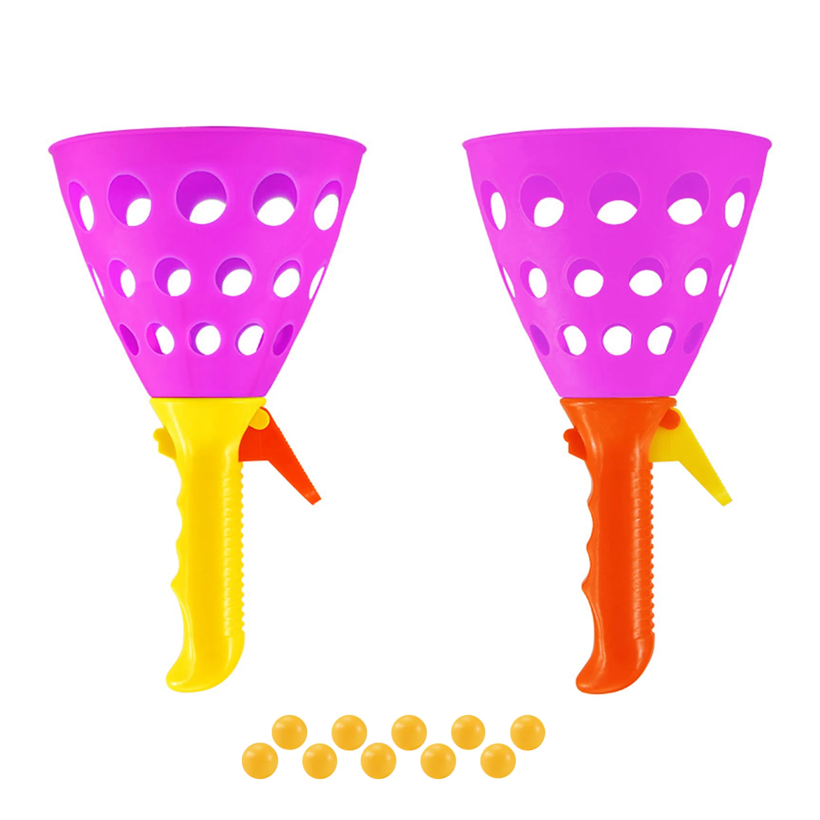 Веселая игра с мячом: 2 красные пусковые установки и 10 мячей для детей