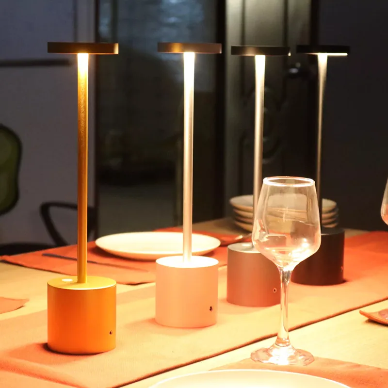 Скидка Лидер продаж, Алюминиевая СВЕТОДИОДНАЯ обеденная настольная лампа Ktv, бар, ресторан, беспроводные лампы светильник встроенной батареей