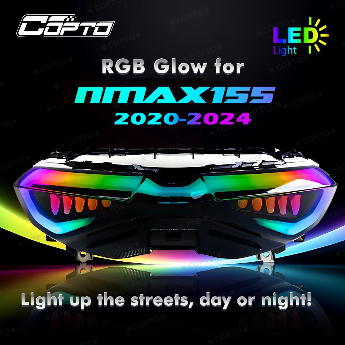 

NMAX155 RGB Tail Light 2020-2024, светодиодный, цветной, Plug & Play, умный переключатель, магнит/Bluetooth для управления приложением, NMAX155