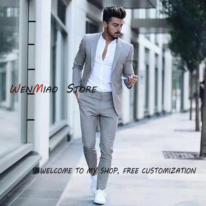 2022 Casual Fashion Luxurious Business Men's Suit for Wedding Party Tuxedos Slim Fit Peak Lapel Suits Male(Jacket+Pants)2 Piece