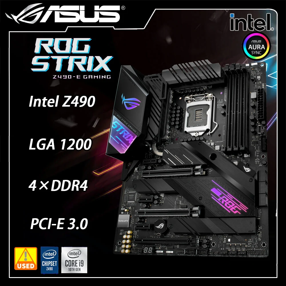 

ASUS ROG STEIX Z490-E GAMING Motherboard Mining Motherboard LGA 1200 Intel Z490 DDR4 128GB Core i9 i7 i5 i3 Cpus M.2 PCI-E 3.0