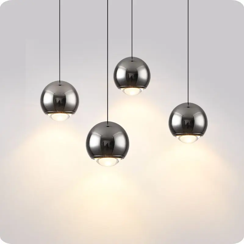 Modern Minimalist Single-head Spherical LED Bedside Chandelier Creative Personality Restaurant Bedroom Bar Free Lift Chandelier