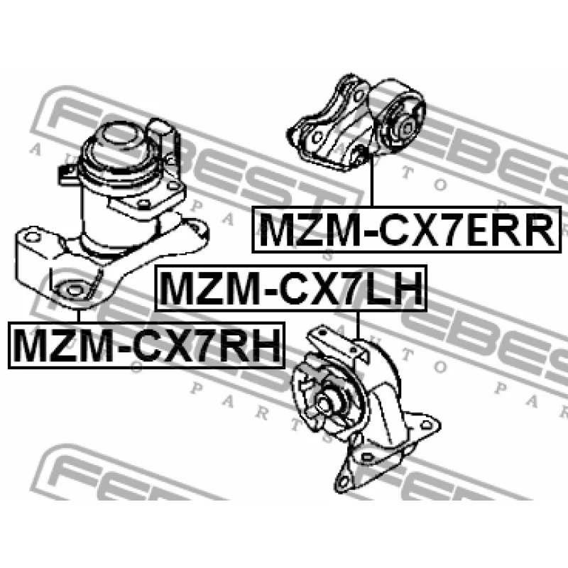 Опора двигателя задняя MAZDA CX-7 CX-9 MZM-CX7ERR FEBEST Опоры Запчасти