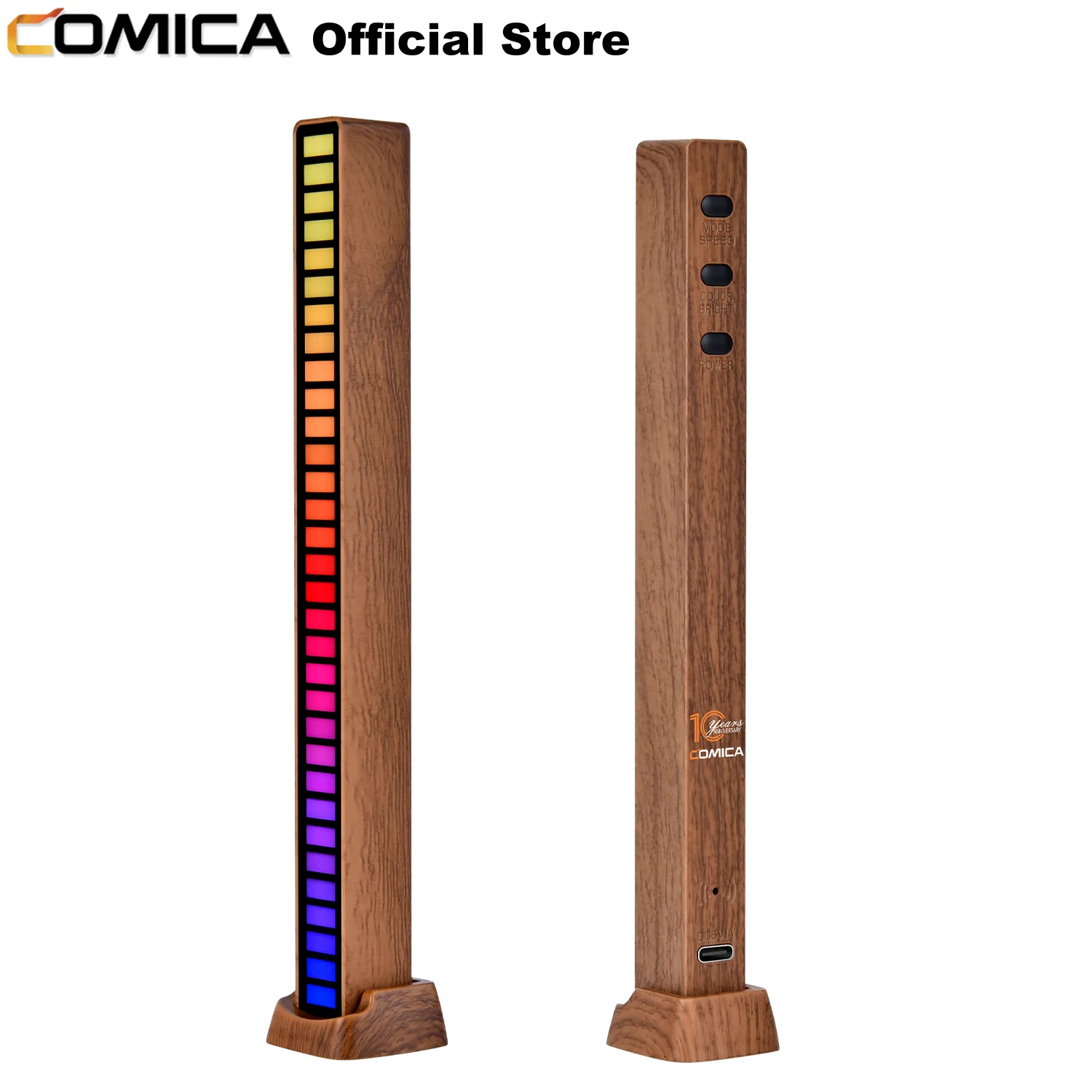 

Comica RGB музыкальное управление звуком, подсветка, деревянный светодиодный светильник, управление звукоснимателем, Голосовая активация, ритм...