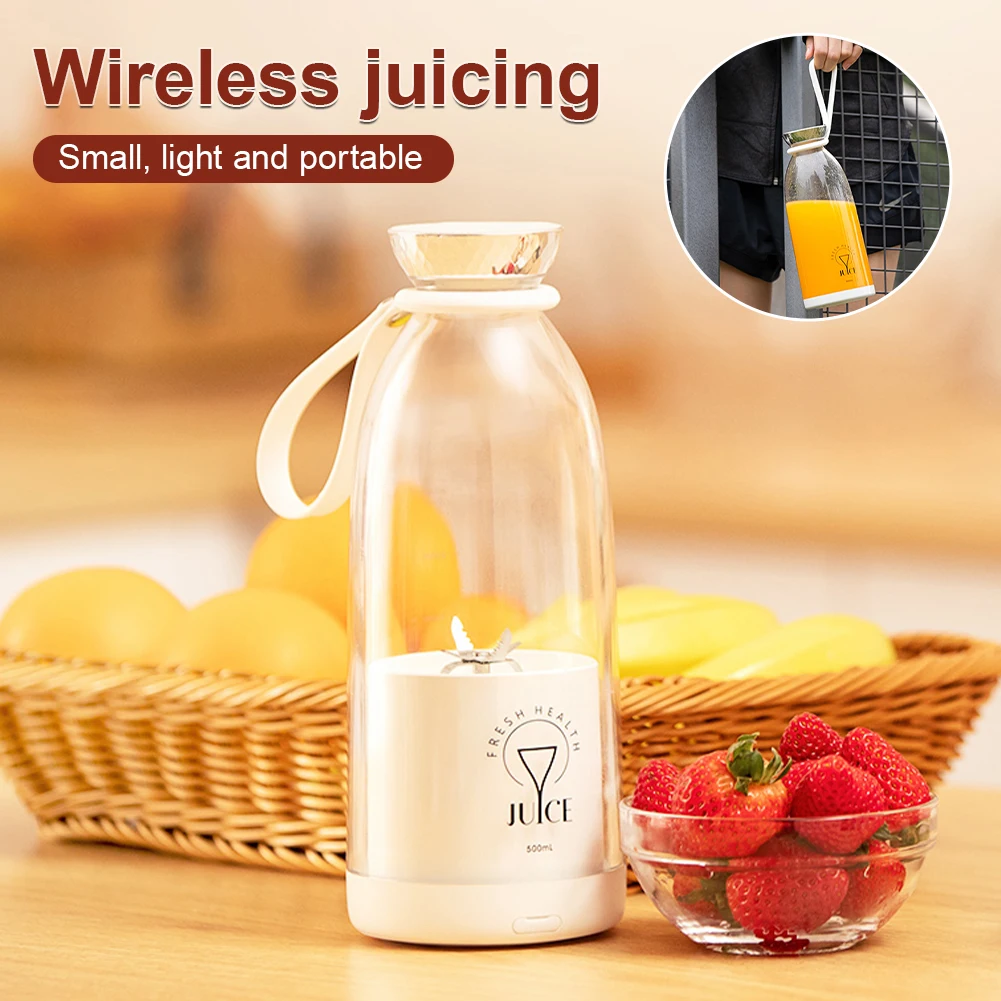 

500 мл портативный блендер, бутылка с 6 лезвиями, электрическая соковыжималка, миксер 2400 мАч, USB-зарядка, миксер для фруктового сока, соковыжималка для смузи и апельсинов