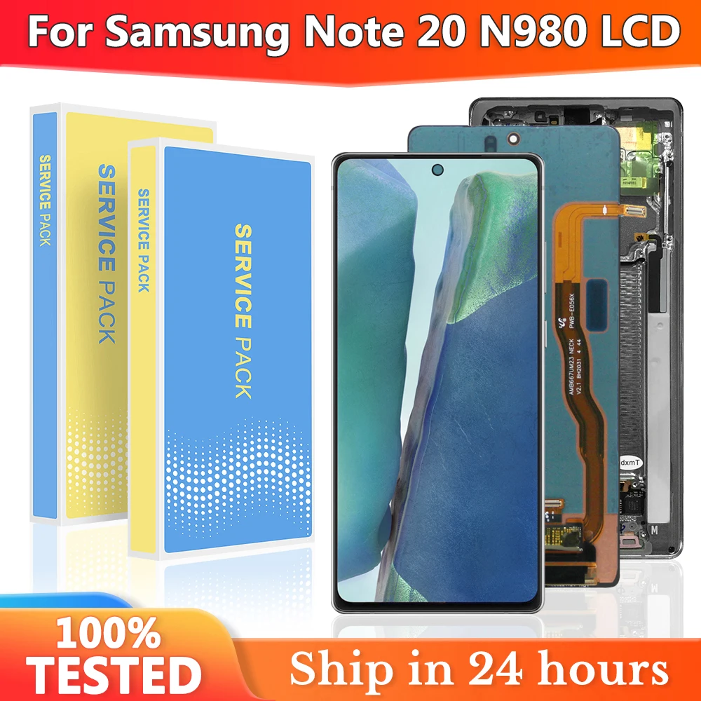 ЖК-дисплей Super AMOLED с рамкой для SAMSUNG Galaxy Note 20, ЖК-дисплей N980 N980F, сенсорный экран с дигитайзером в сборе, запасные части