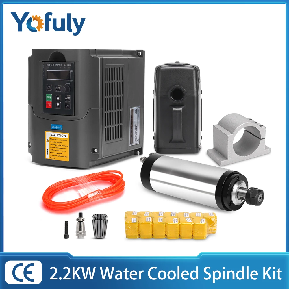 

2.2KW Water Cooled Spindle Motor+2.2kw VFD Inverter+80mm Clamp+Water Pump/5m Pipe+13pcs ER20 For CNC Milling Woodworking Machine