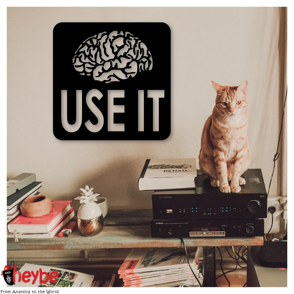

Wooden "Use It" Written Brain Image Wall Art Decoration Quality Gift Ideas Human Woman Man Home Office Decor Living Room Bedroom Kitchen Nordic Styles Black Easy To Hang 3D New Fashion Trend Luxury Modern Creative