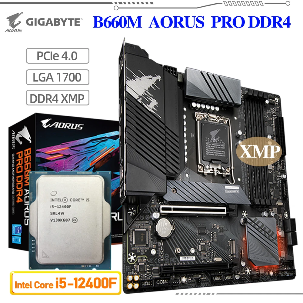

Gigabyte B660 M-ATX Motherboard Kit i5 12400F CPU LGA 1700 With B660M AORUS PRO DDR4 Overclocking Memory 5333(OC) PCIe 4.0 M.2
