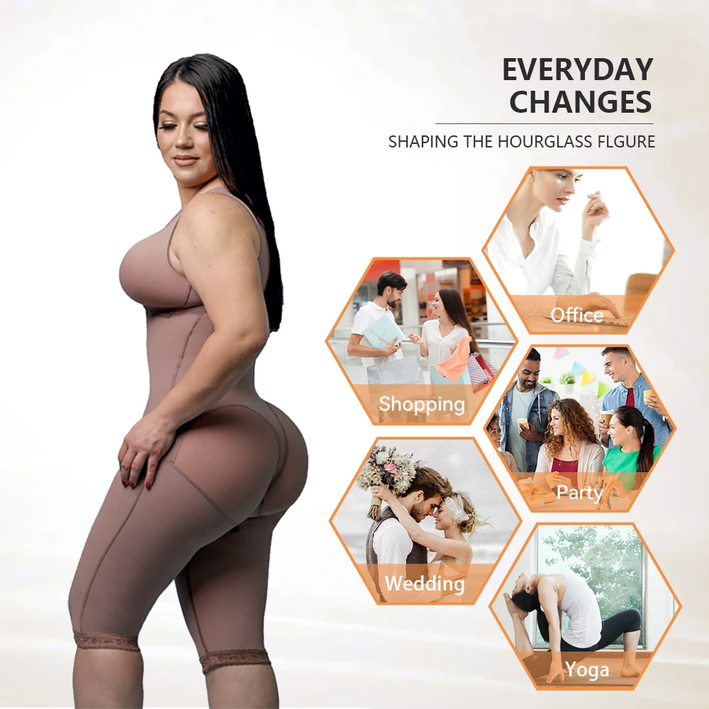 Postpartum Full Body Shaper Removable Bra With Snap Closure Shapewear Post Liposuction Fajas Colombianas