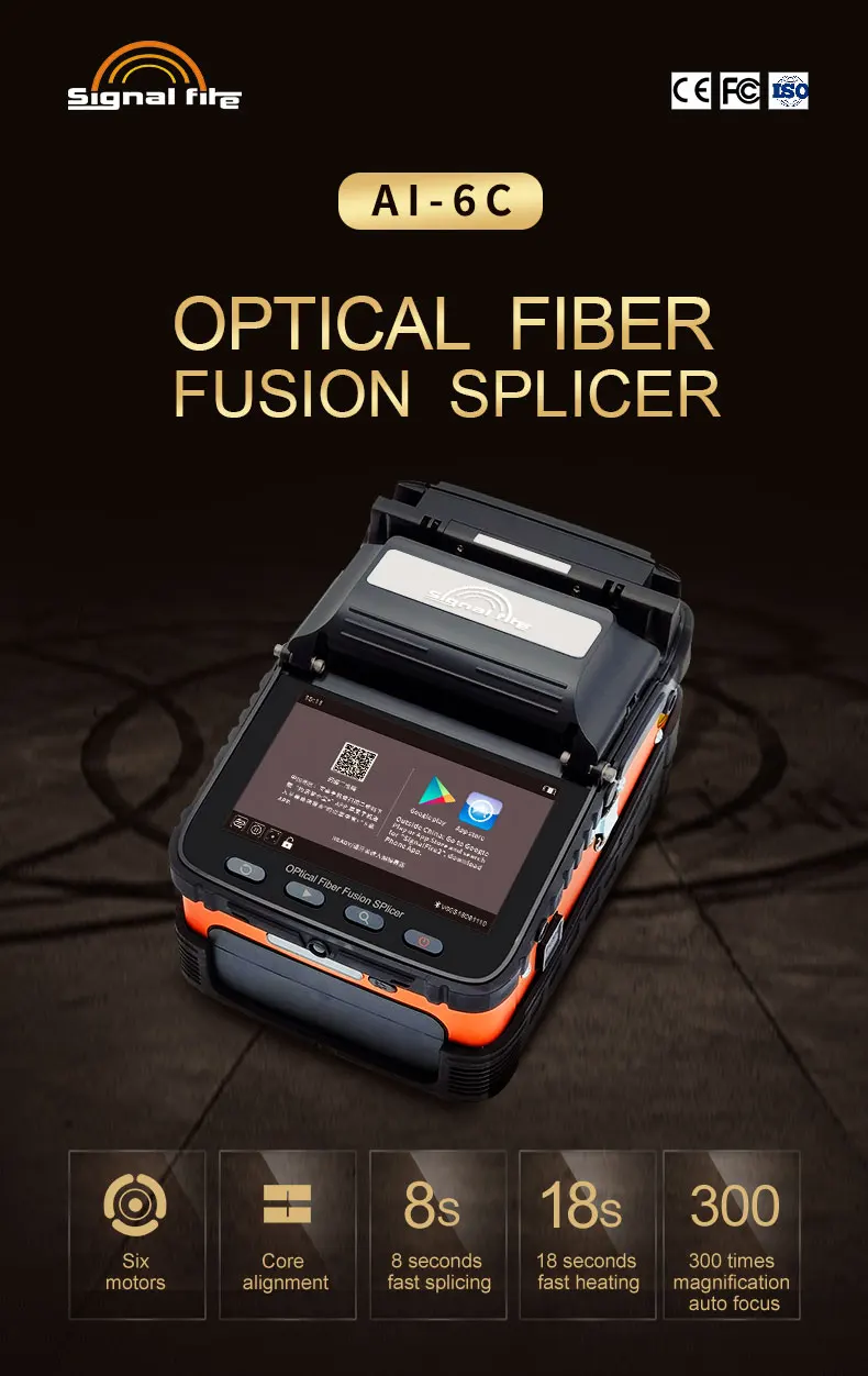 

Original AI-6C Signal Fire Automatic SM&MM Multi-Language FTTH Fiber Optic Splicing Machine Optical Fiber mini Fusion Splicer