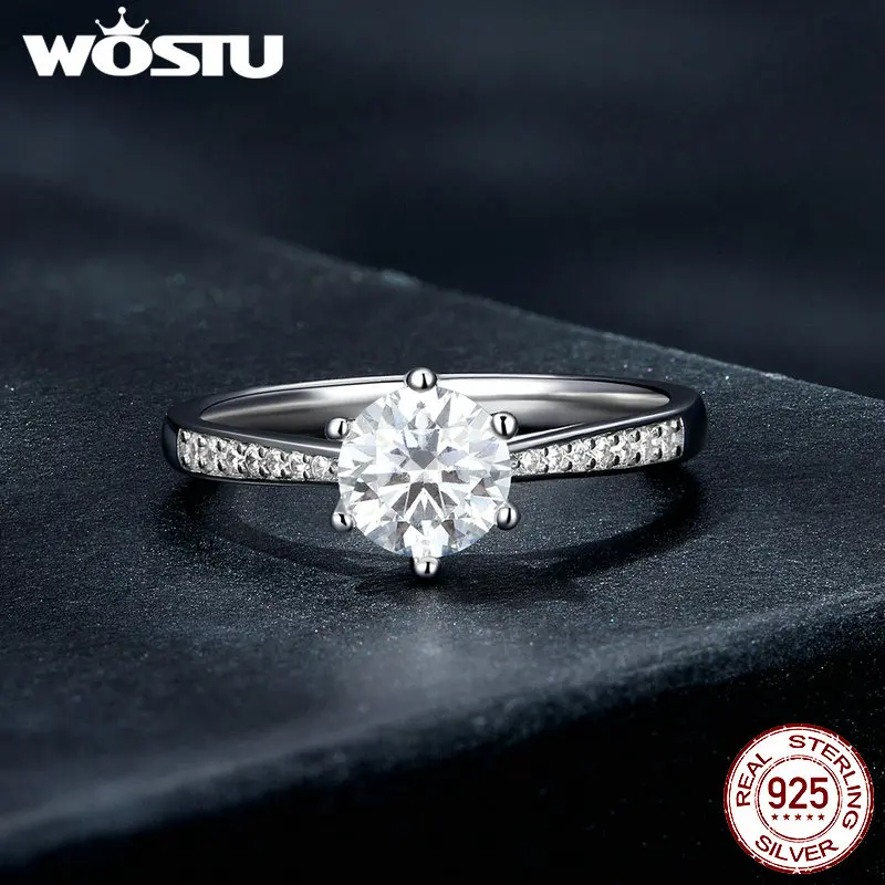 

WOSTU 6 мм 0,8 CT Moissanite кольцо 100% 925 пробы серебро Циркон установка для женщин роскошный подарок для помолвки оригинальные ювелирные изделия