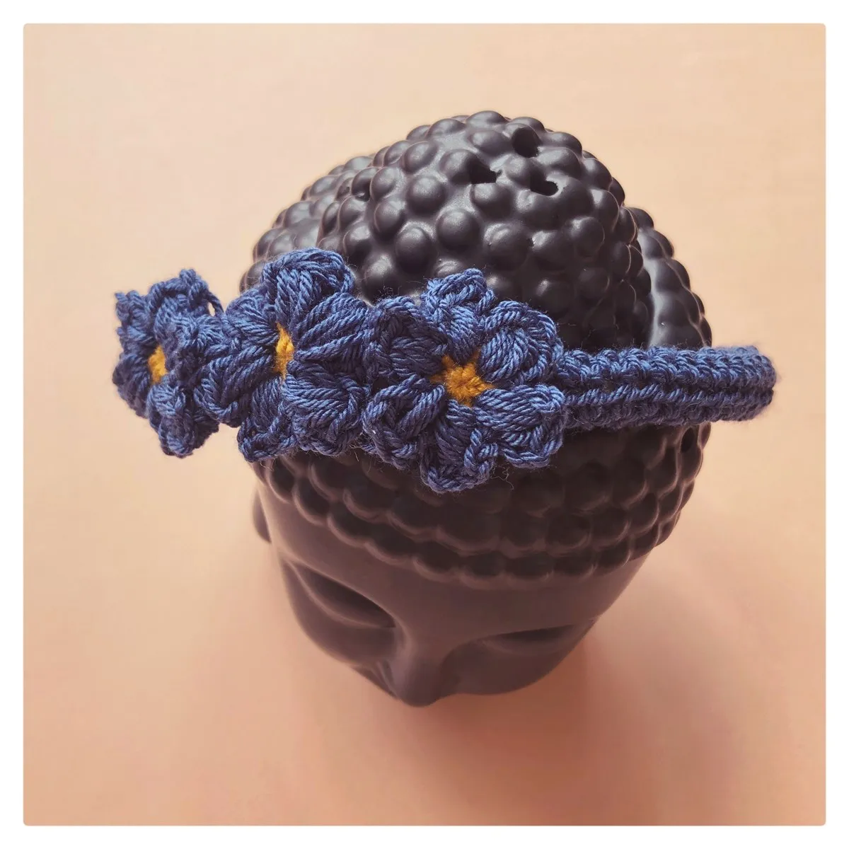 

Jaju Baby Girl Child Handmade Crochet 3 Floral Dark Blue Knitted Crown Floral Pattern Knitted Crown