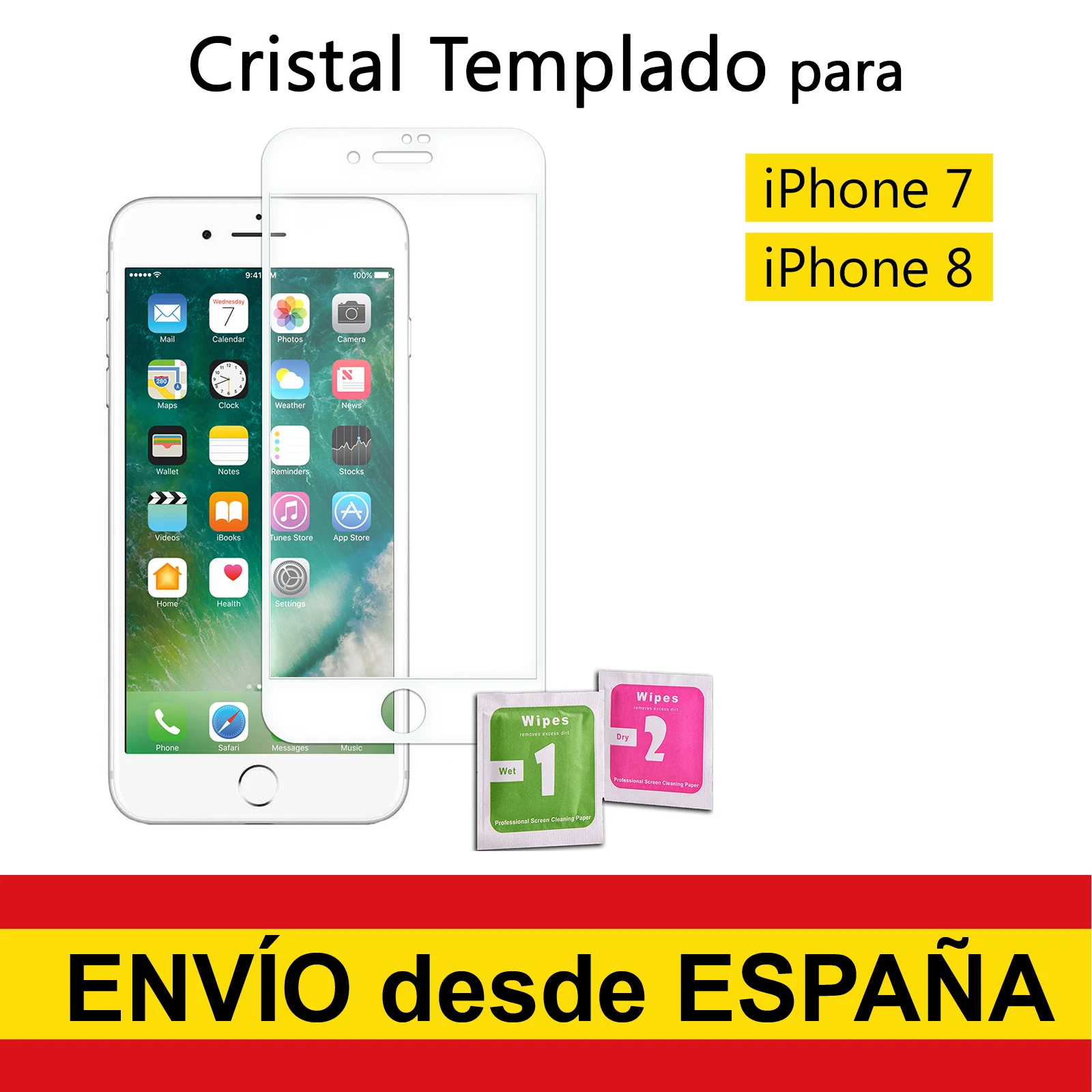 Tempered Glass Screen Protector for IPHONE 7/8, WHITE FRONT FULL Black Front Full Quality Premium 9H 0.33mm