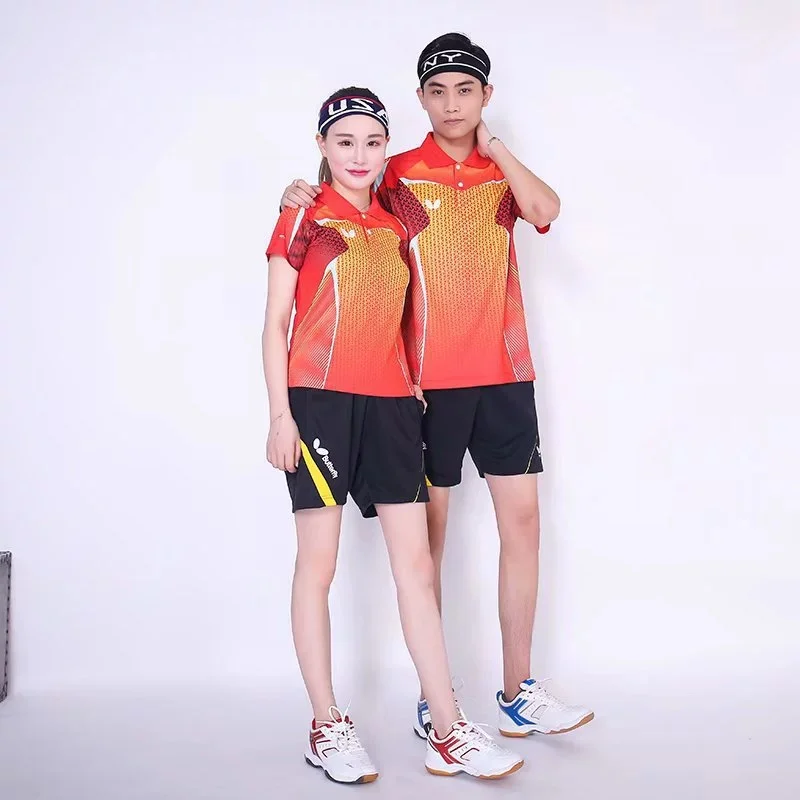 New Men Badminton Sport Shirts Table Tennis Suit KIds Quick Dry Breathable Jersey Team Clothes Game Running Short Sleeve Shorts