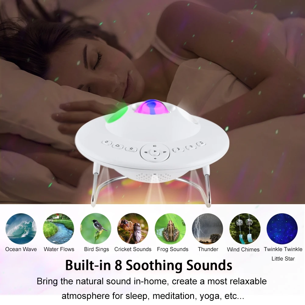 Colorful Starry Sky Projector LED Star Galaxy Night Light UFO Planet Bluetooth-Speaker For Bedroom Game Room  With White Noise