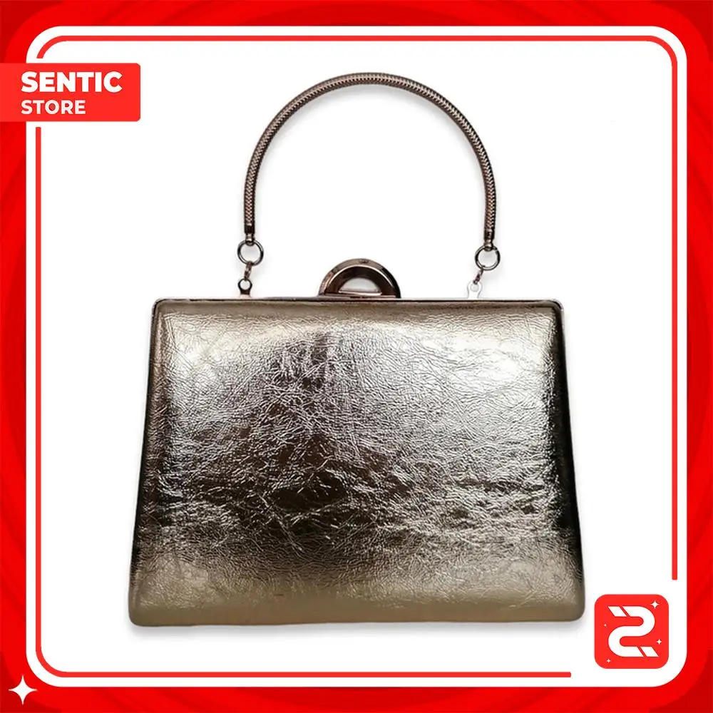 Золотая золотистого цвета сумка для вечернего платья с железной ручкой в