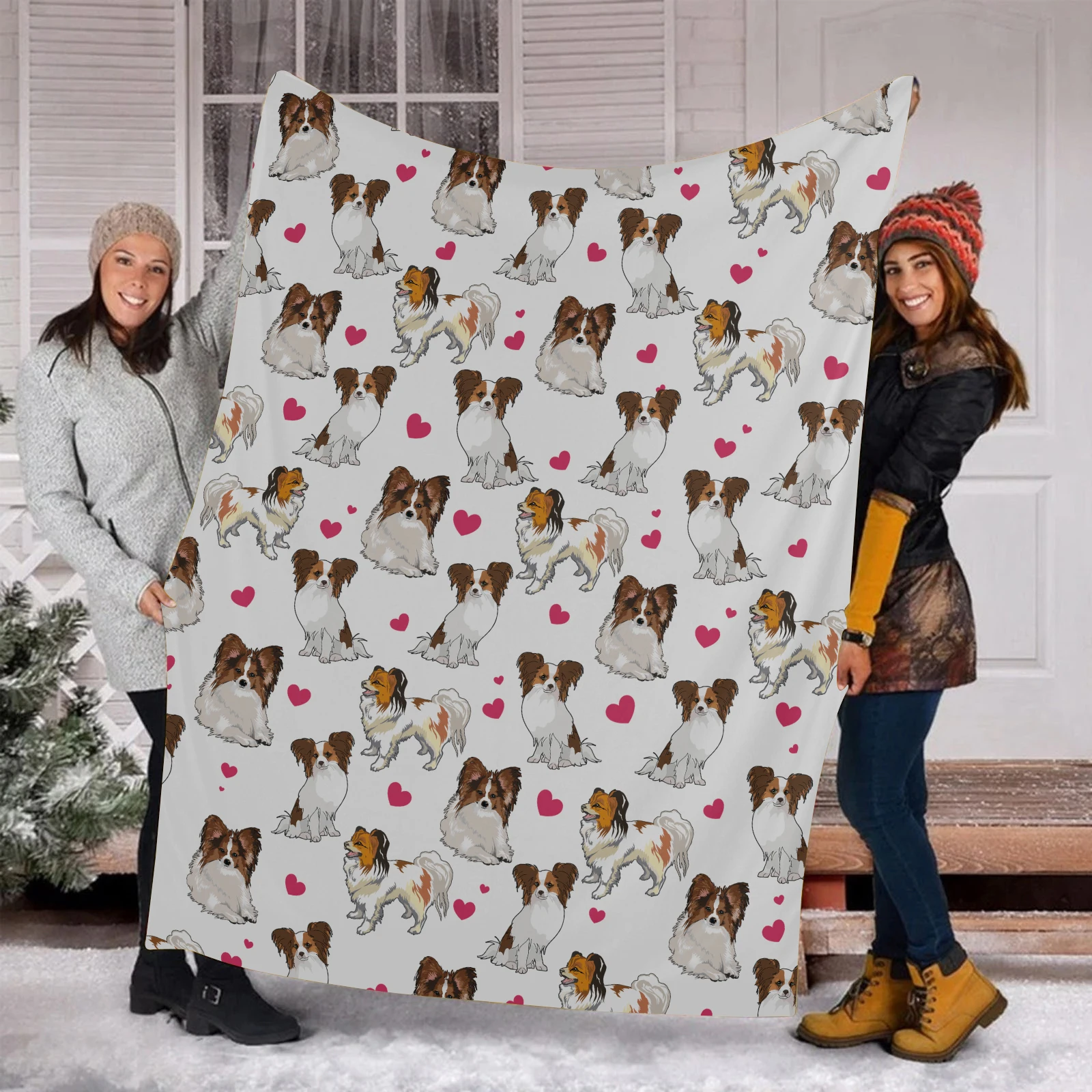 

Papillon Dog Printing Throw Blanket for Family Chic Christmas Gifts Cozy Soft Fleece Blanket Summer/Fall Bedroom Sofa Quilt