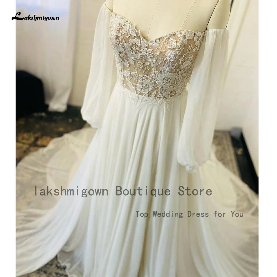 

Женское платье с открытыми плечами Lakshmigown, шифоновое свадебное платье в богемном стиле со съемными рукавами, 2022