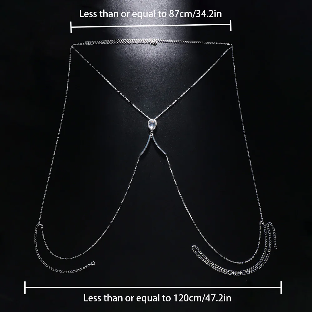 Сексуальная изогнутая металлическая грудная поддержка с цепочкой для бюстгальтера, украшение для тела бижутерия с ринестонами, модная одежда, декоративные аксессуары.