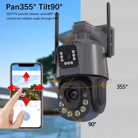 4K 6MP двусторонняя аудиосвязь двойной объектив PTZ Wifi камера наружная 50-кратный оптический зум AI обнаружение человека