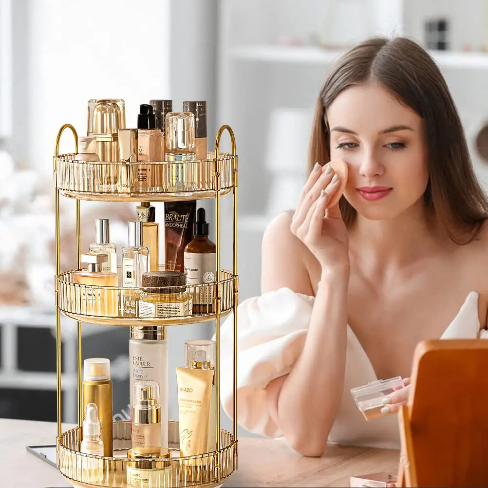 Вращающийся на 360 градусов Органайзер для макияжа туалетного столика