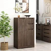 Homfa Modern Storage Cabinet with Doors and Shelves, Floor Storage Organizer with Drawer, Wood Accent Cabinet