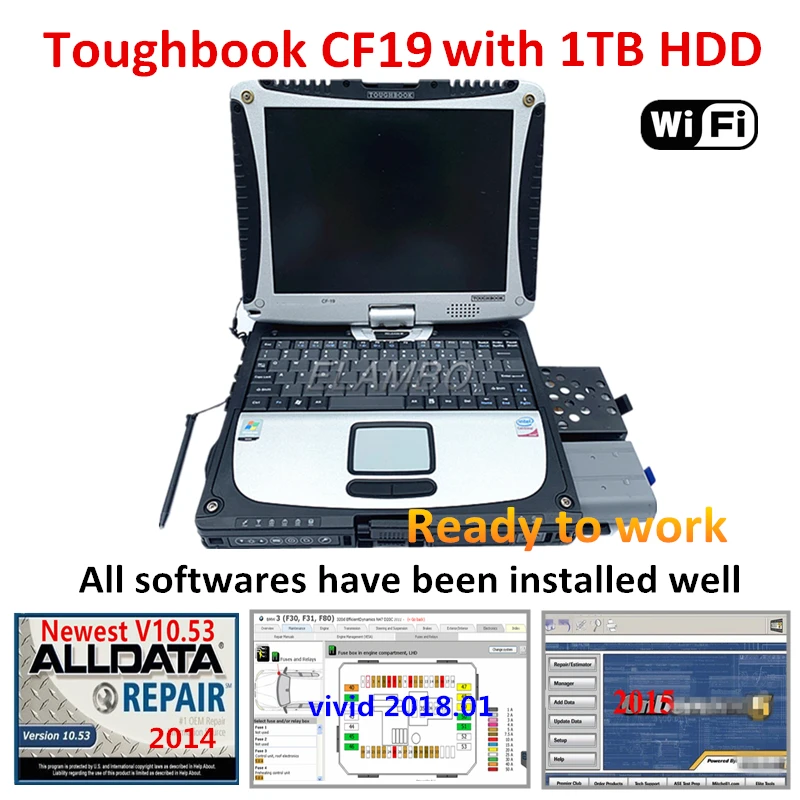 Горячее предложение 2022, программное обеспечение для ремонта автомобилей Alldata 10,53, mitc .. ll,vivid 2018,01, работает с ноутбуком Panasonic Toughbook CF19 CF-19 4 Гб