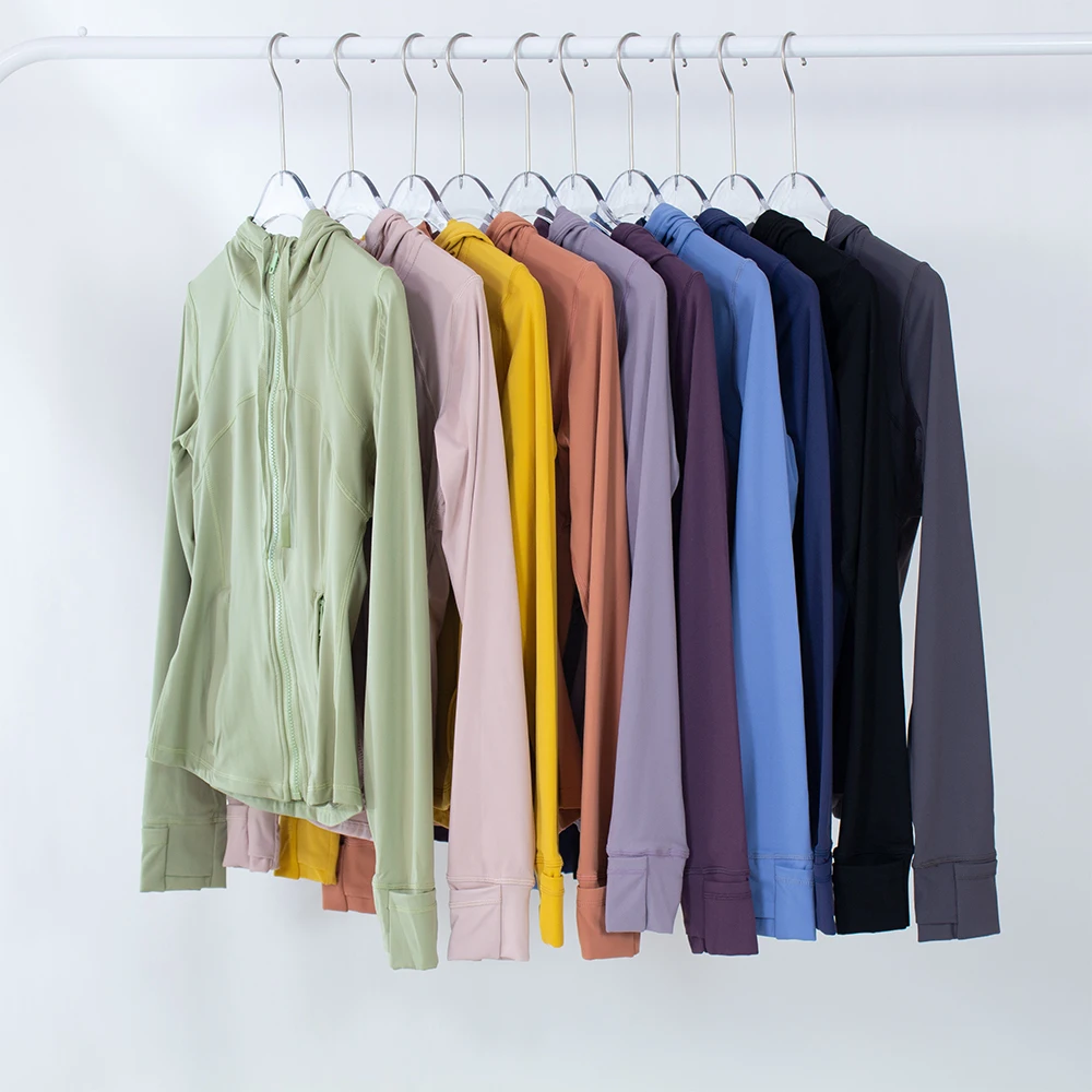 Yoga Hooded Jackets Yoga Coat Quick Dry Thumb Hole Hooded Sweatshirt Fitness Long Sleeve Running Workout Gym Wear for Women