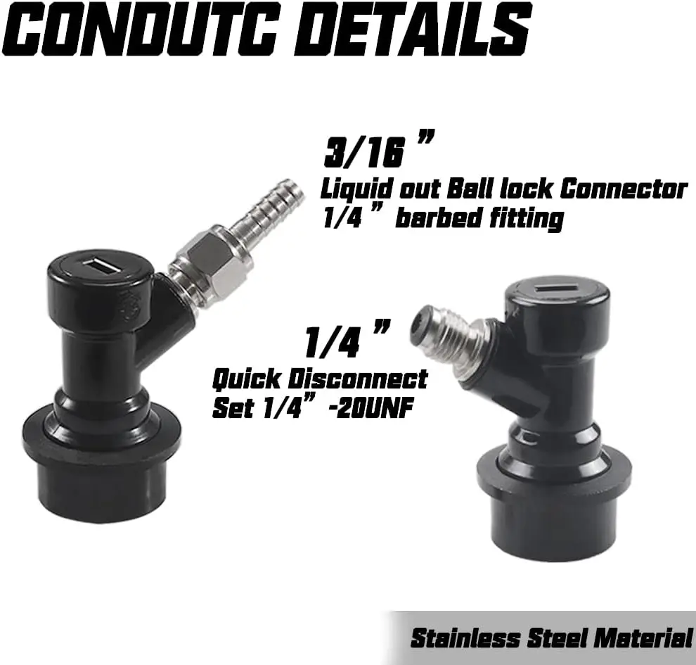 Cornelius Keg Quick Disconnect Ball Lock MFL Dis-Connect Set с поворотными гайками 5/16 Газ 1/4 Жидкие колючки