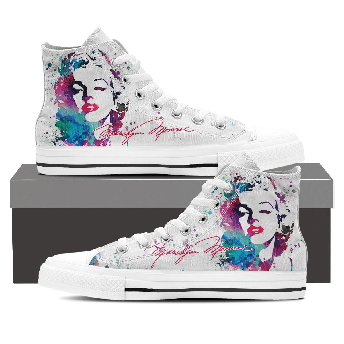 Nopersonality Classic Woman High Top Canvas Shoes Fashion Style Characters Pattern Walking Shoes Breathable Wild Casual Sneakers