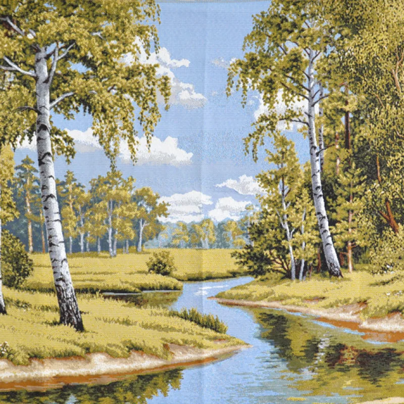 Гобелен купоны для картин, Купон гобеленовый - Березы у воды, Размер: 72x50