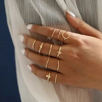 11pcs bohemian geometric hollw out wide ring set for women vintage pearl heart circle joint ring boho finger rings jewelry
