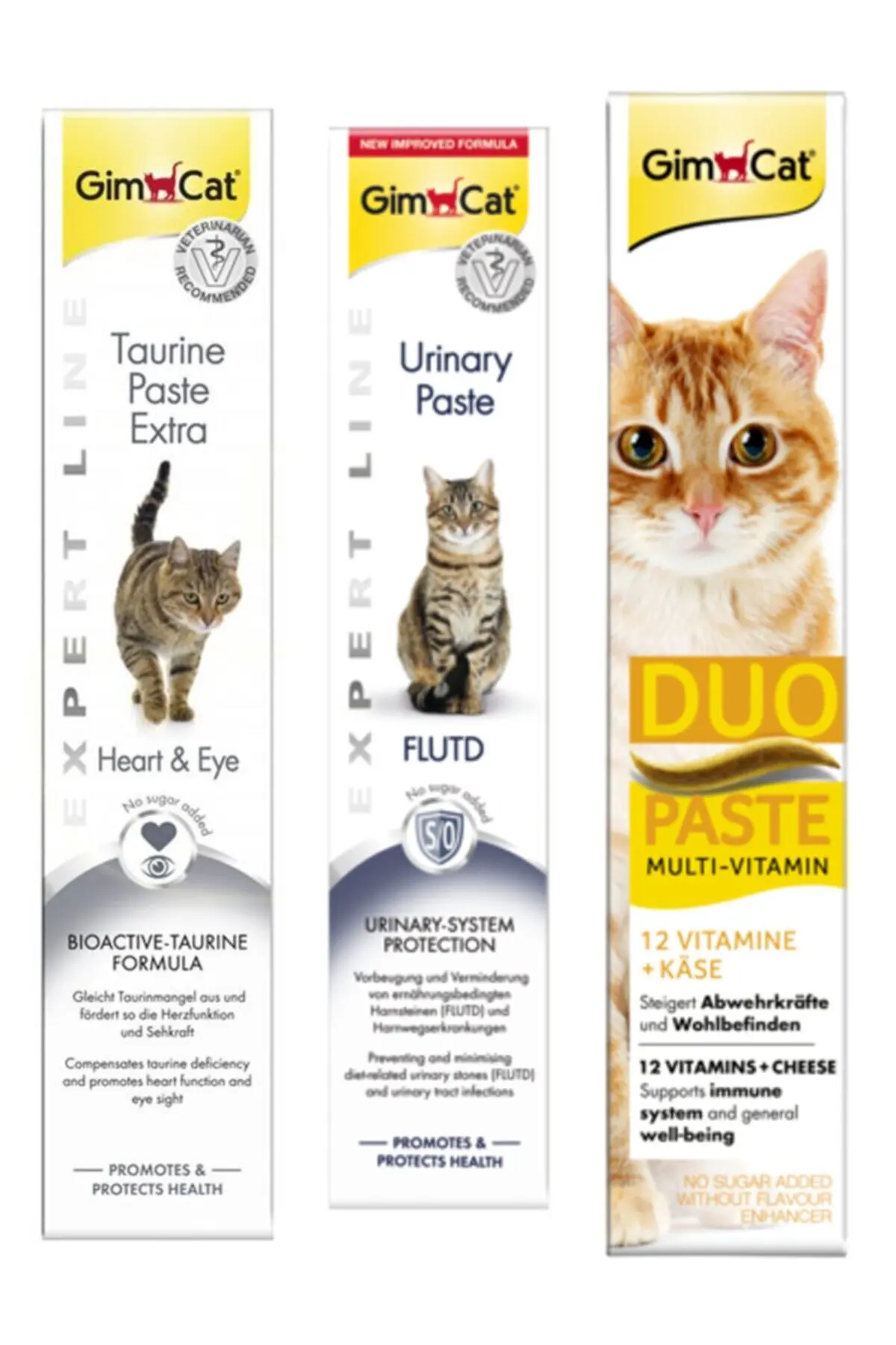 Gimcat Taurine Paste 50 gr + Urinary Paste 50 gr + Duo Paste Multi Vitamin with Cheese 50 gr