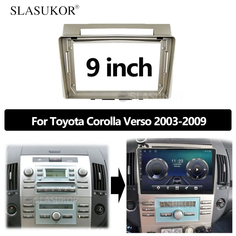 

9 INCH Android Car frame Kit Fascia Panel For Toyota Corolla Verso 2003-2009 Cable ABS Android Big Screen Radio Audio Frame