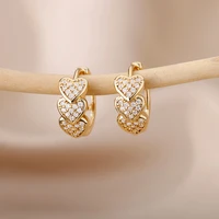cute small zircon heart earrings for women stainless steel circle geometric round hoop earrings wedding jewelry gift pendientes