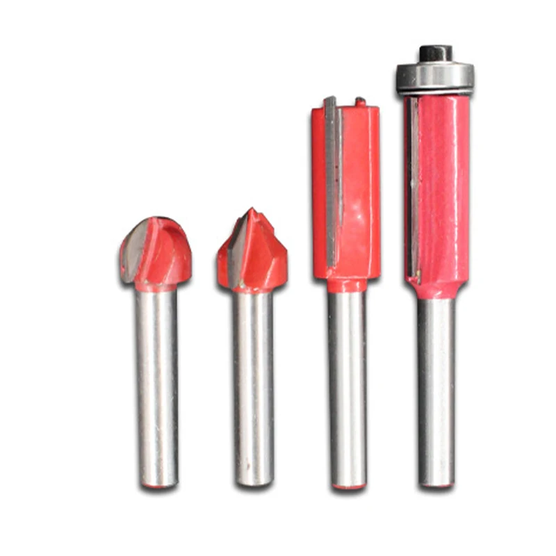 

1Pc 1/4*1/4-1/2 Woodworking Milling Cutter Carbide Edge Trimmer Head Straight V Groove Round Bit Router Bit Wood Product Cutting