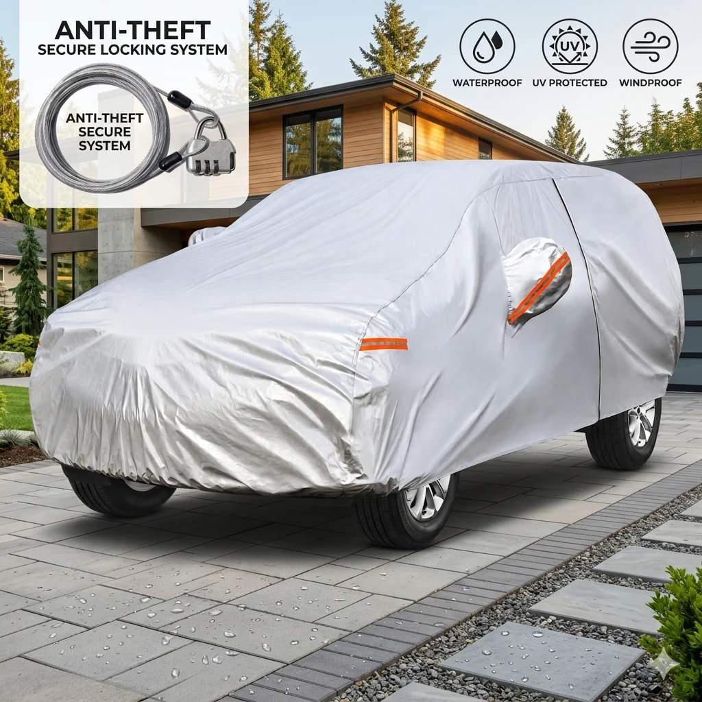 Фото Чехол для автомобиля Kayme Silver Matte, водонепроницаемый, пылезащитный, устойчивый к УФ-излучению, с замком, высококачественный универсальный чехол для авто, подходит для Tesla №1