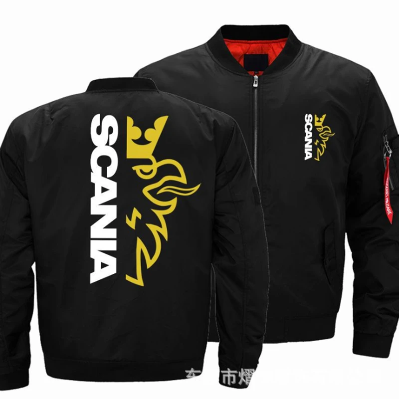 

New Autumn Winter Men Scania Logo Flying Jacket Casual Zipper Long Sleeve Stylish Windproof Cotton-Padded Jacket