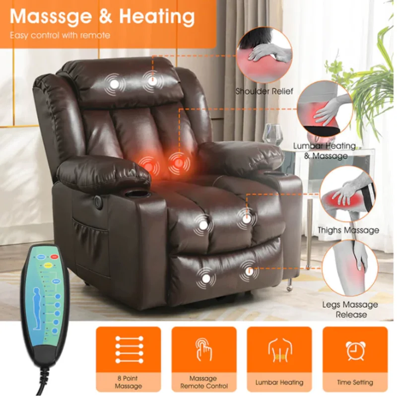 

Многофункциональное Электрическое Кресло С Откидывающейся Спинкой для пожилых людей, эргономичное массажное кресло с подогревом для всег...