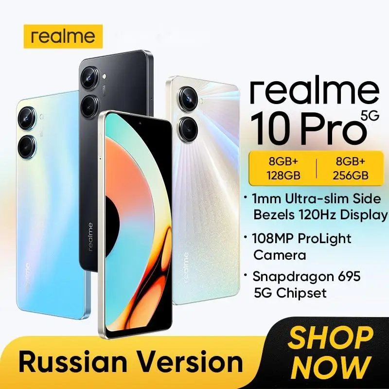 

realme 10 Pro 5G Processor New Smartphone Snapdragon 695 6.72"120Hz Display 108MP ProLight Camera 33W Charge 5000mAh Batter