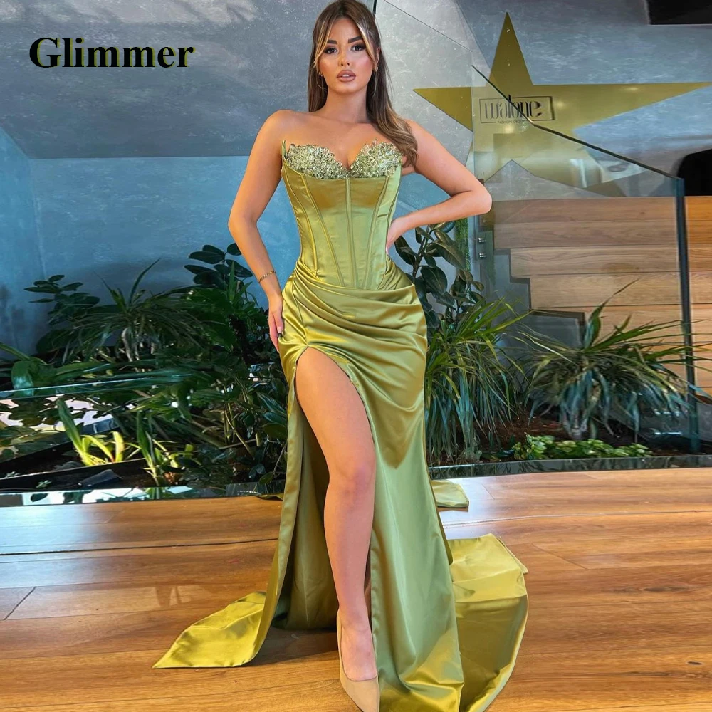 

Glimmer New Arrival Evening Dresses High Slit Formal Prom Gowns Customizable Colors Abendkleider Vestidos De Gala For Women 2023