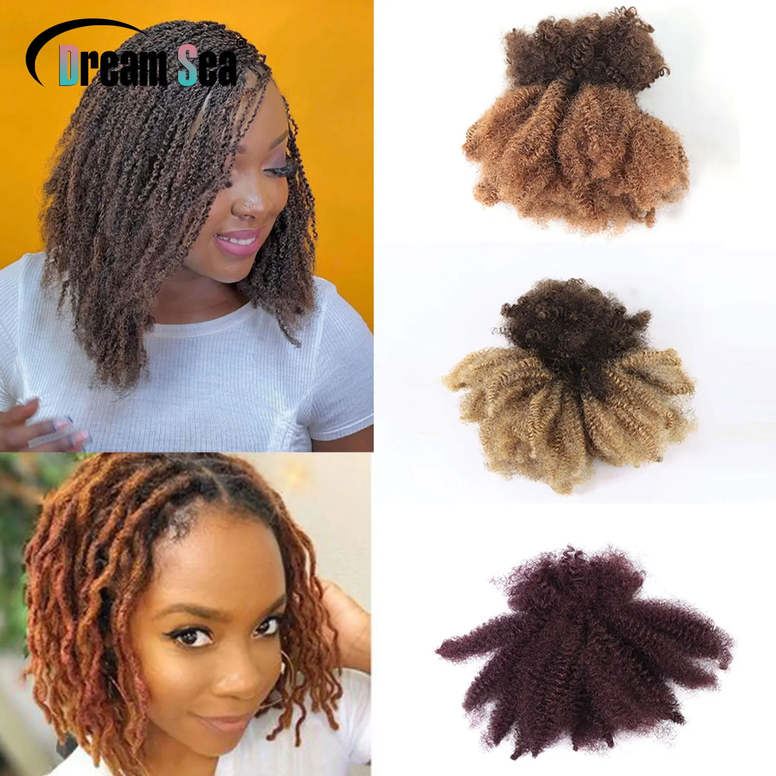 100g Afro Kinky Curly Human Hair Bulk Brazilian Remy Hair Extensions For Braiding Blonde  Crochets Braids Hair Locks No Weft